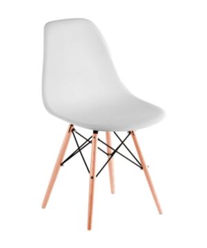 SILLA EAMES ASIENTO PLAST. BLANCA PATAS MADERA ART 15812
