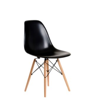 SILLA EAMES ASIENTO PLAST. NEGRA PATAS MADERA ART 15813
