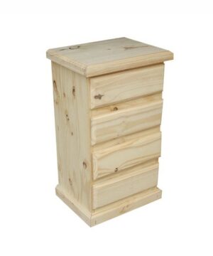MESA DE LUZ SOMMIER 4 CAJONES PINO NATURAL ECO LOS PRIMOS