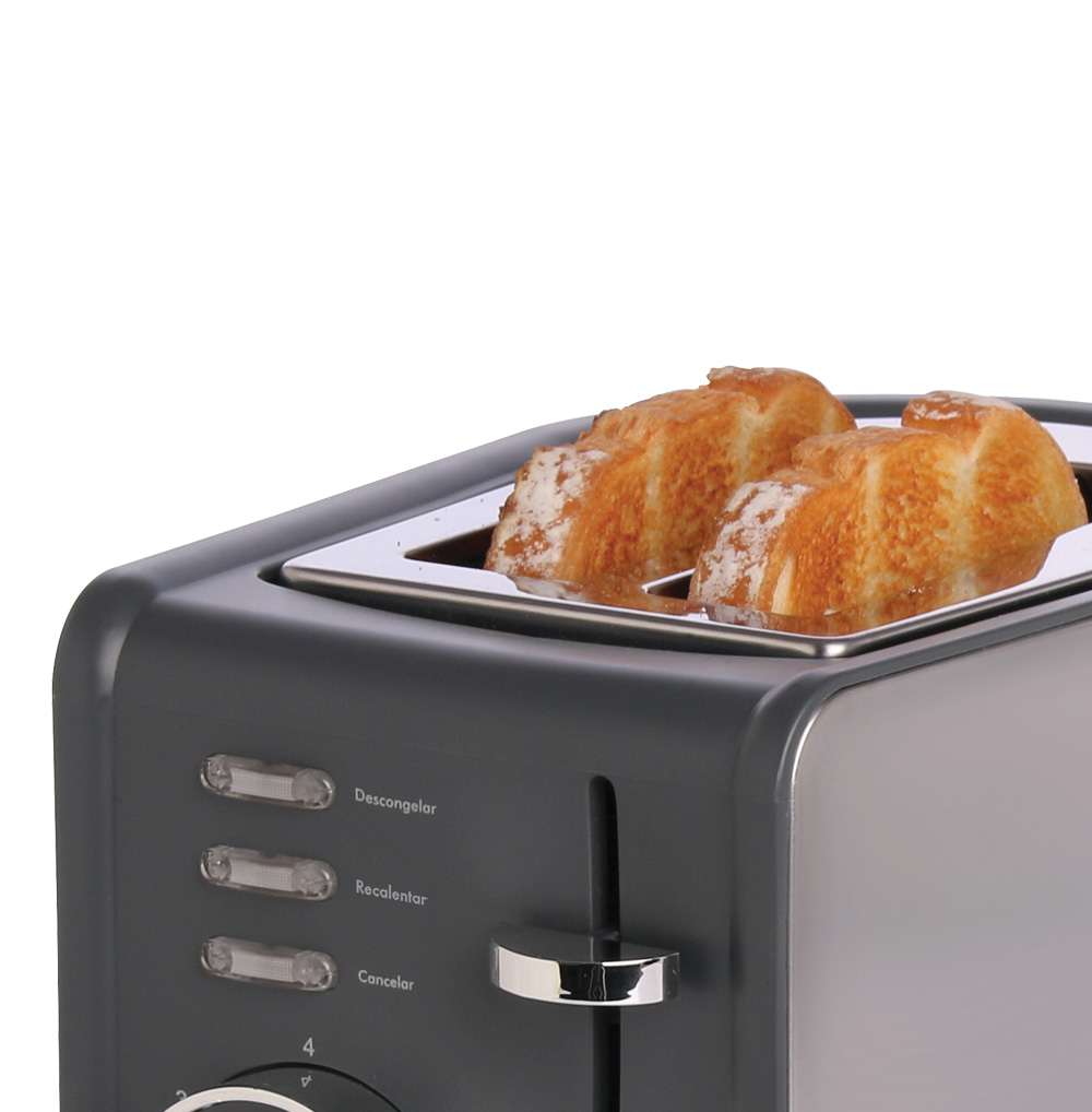 TOSTADORA 900W NEGRA/INOX DELUXETOST LILIANA AT906 - Imagen 2