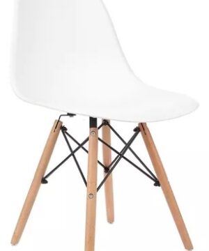 SILLA EAMES ASIENTO PLAST. BLANCA PATAS MADERA GARDEN LIFE