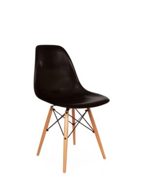 SILLA EAMES ASIENTO PLAST. NEGRA PATAS MADERA GARDEN LIFE