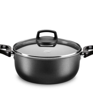 CACEROLA CRISTAL 24 CM GRAFITO CON ANTIADHERENTE TAPA DE VIDRIO MTA 17500