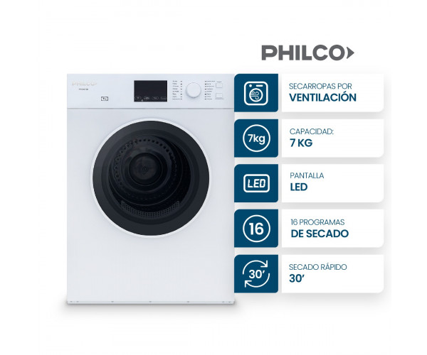 SECARROPA POR VENTILACION 7KG PSHA072B PHILCO