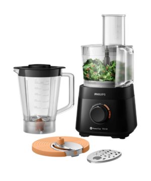 PROCESADORA CON ACCESORIOS Y LICUADORA NEGRA PHILIPS HR7301/90