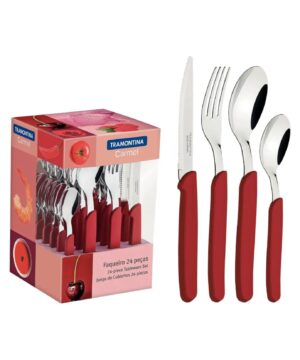 JGO CUBIERTOS CARMEL ROJO 24PZAS TRAMONTINA ART T23499/028