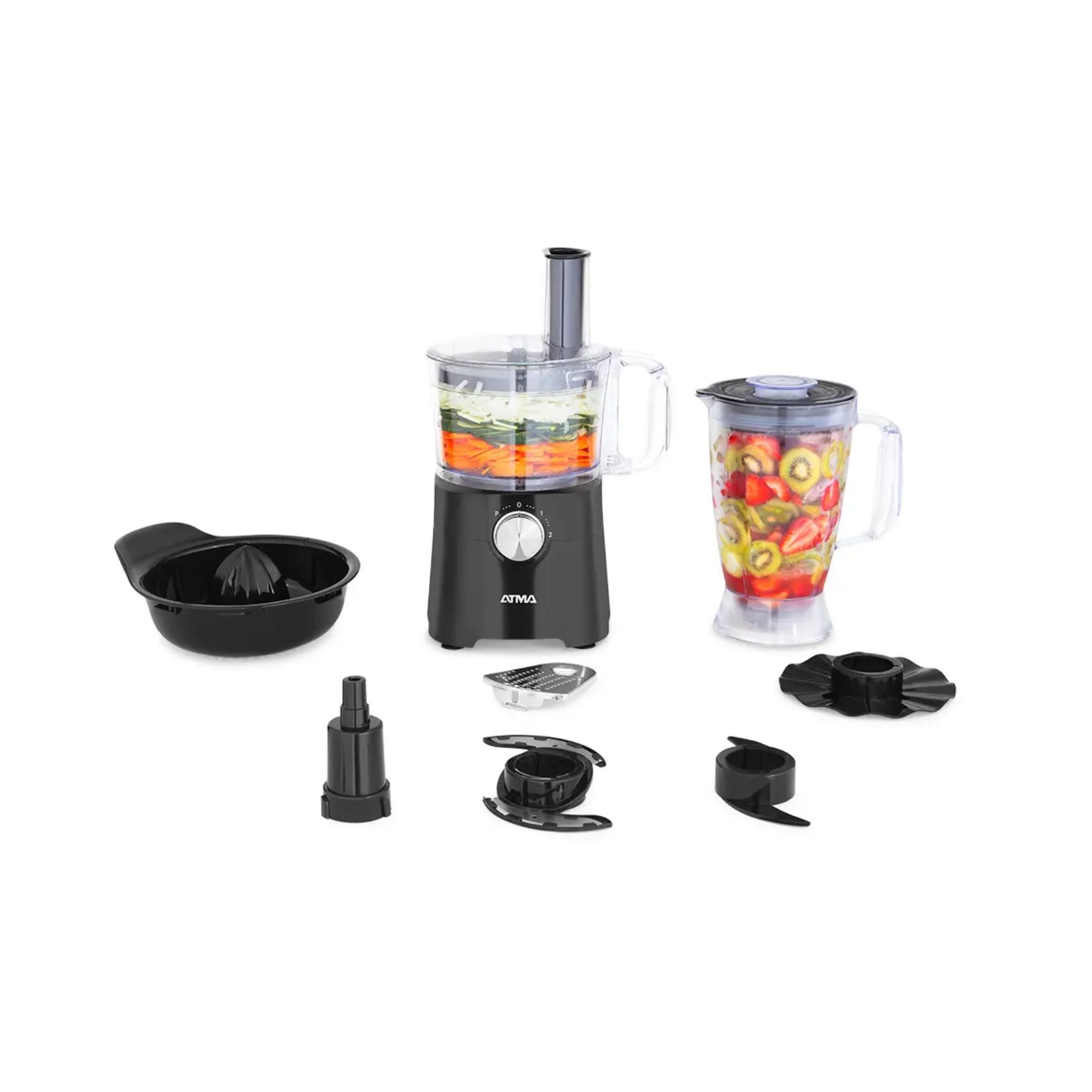 MULTIPROCESADORA + JARRA PLASTICA NEGRA 650W 1.2L ATMA LP8425NAP