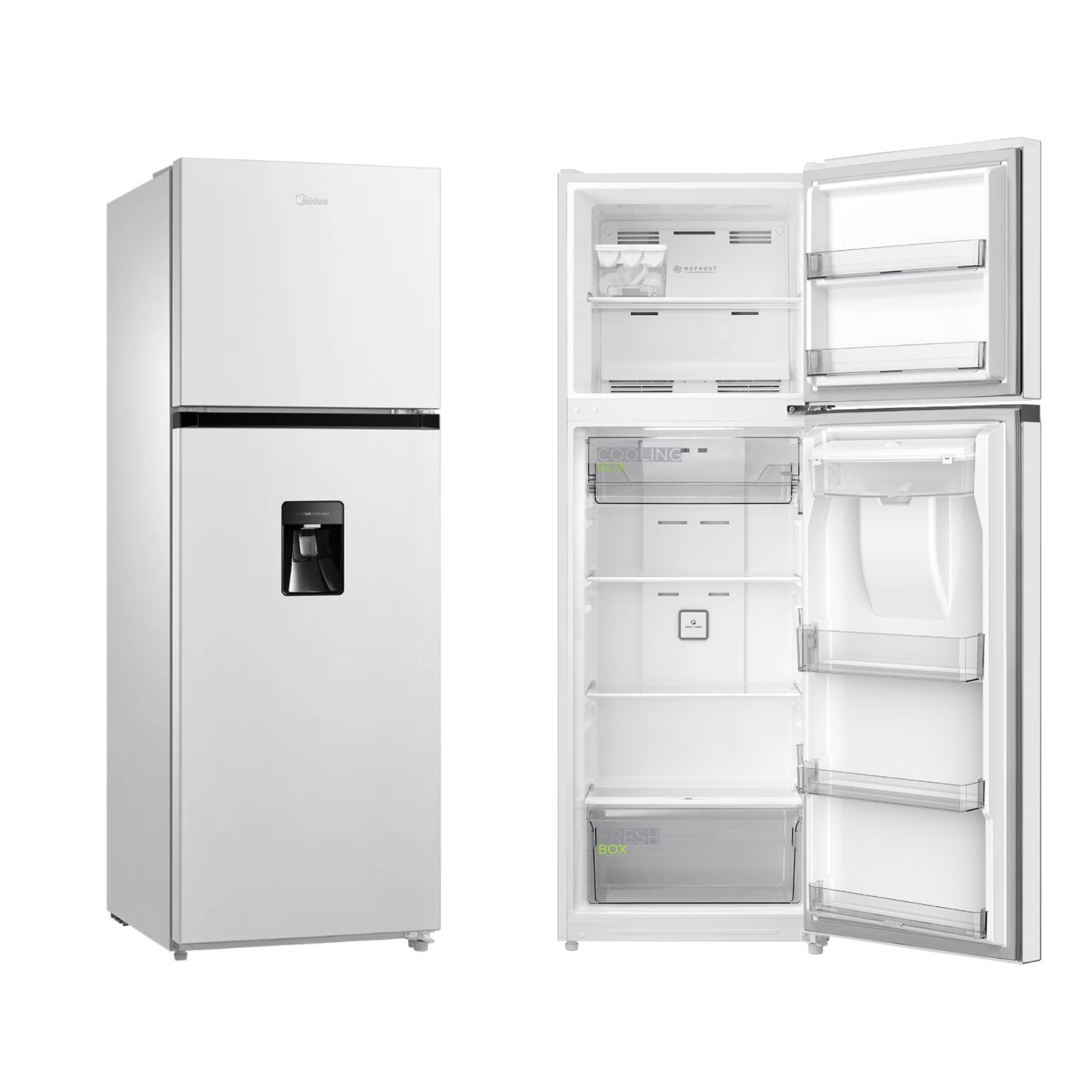 HELADERA NO FROST INVERTER 340L BLANCA MIDEA MDRT489MTE01