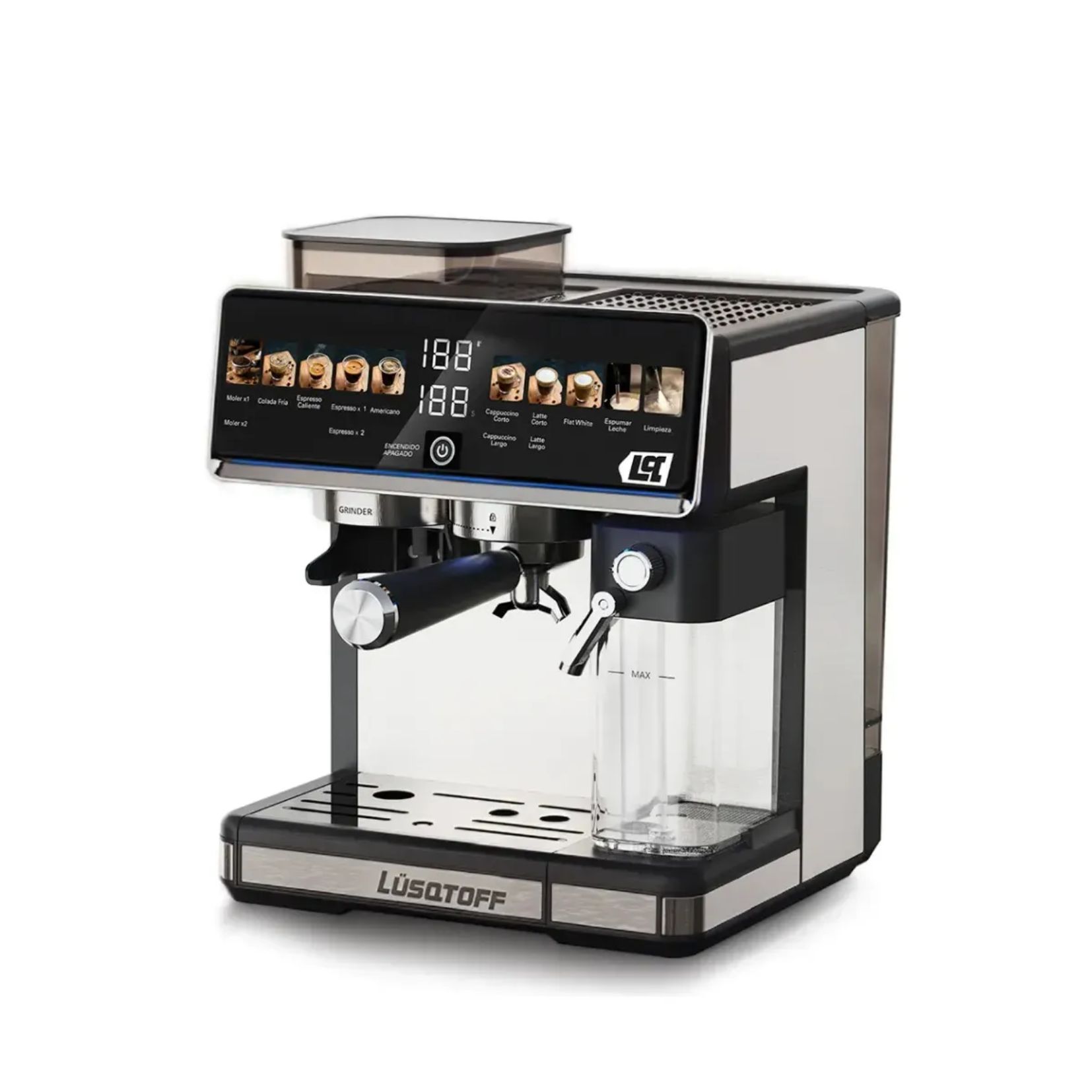 CAFETERA ESPRESSO CON MOLINILLO 20 BARES GRIS LUSQTOFF LQ-EX015